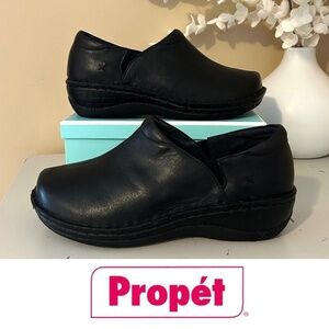 Propet Jessica Extra Wide Leather Slip on Shoe Black Size 7.5